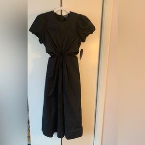 Black Cotton Midi Dress